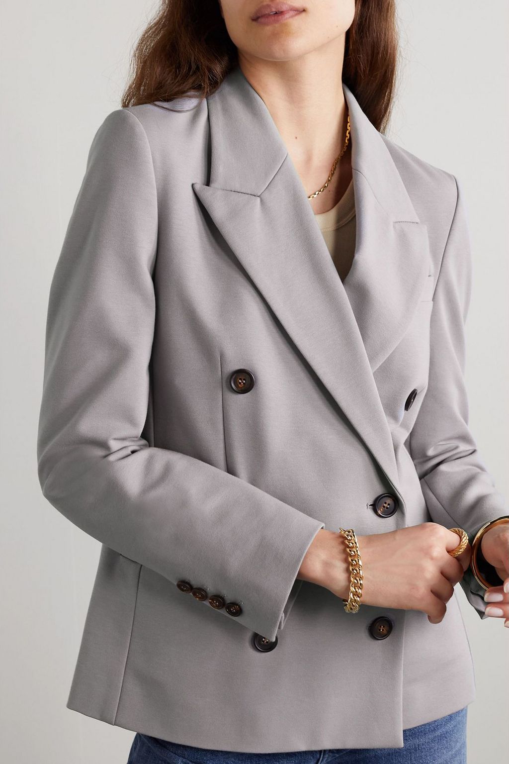 BRUNELLO CUCINELLI Double-breasted cotton-blend blazer