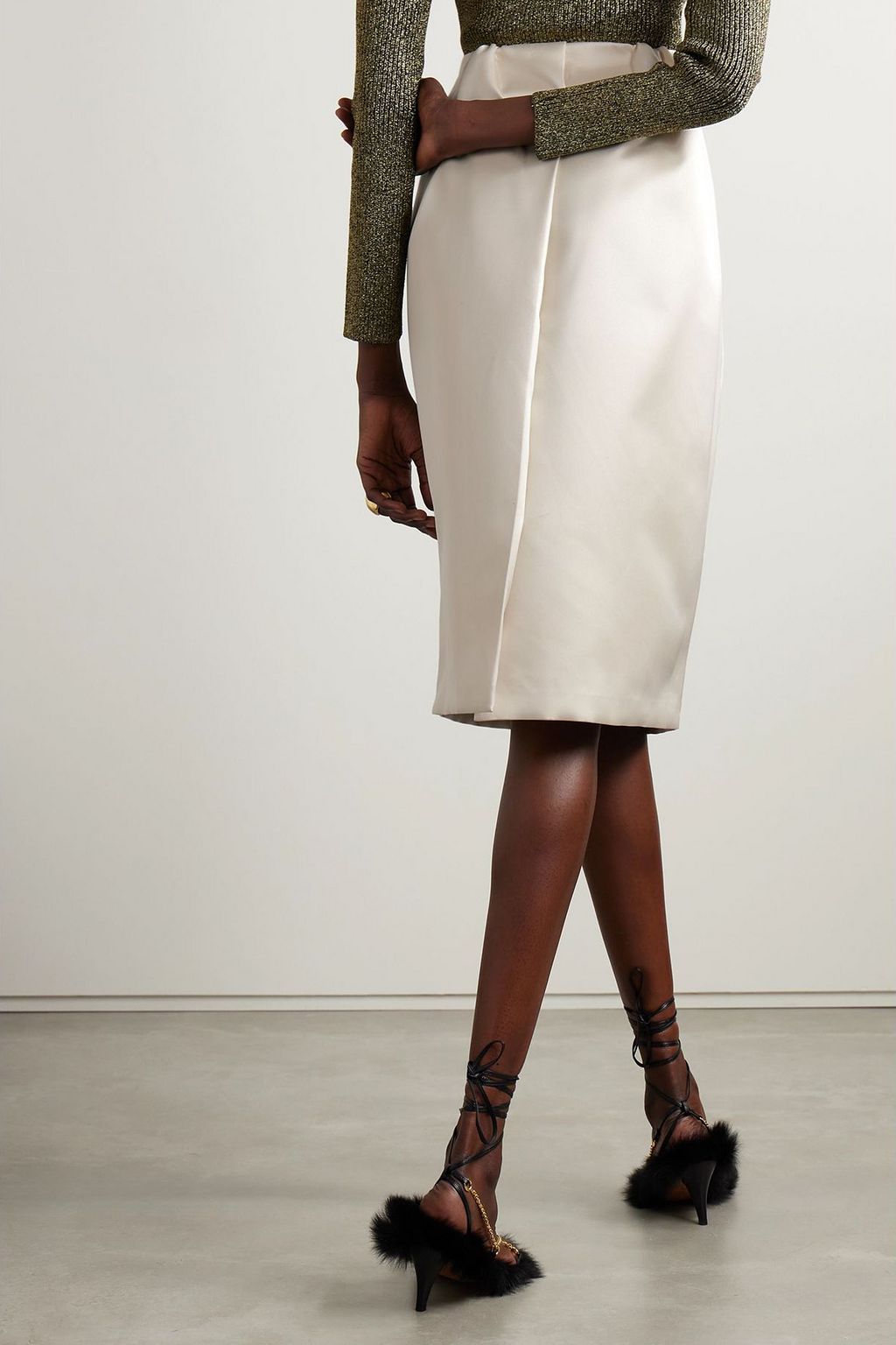 ALTUZARRA Karina gathered satin midi skirt