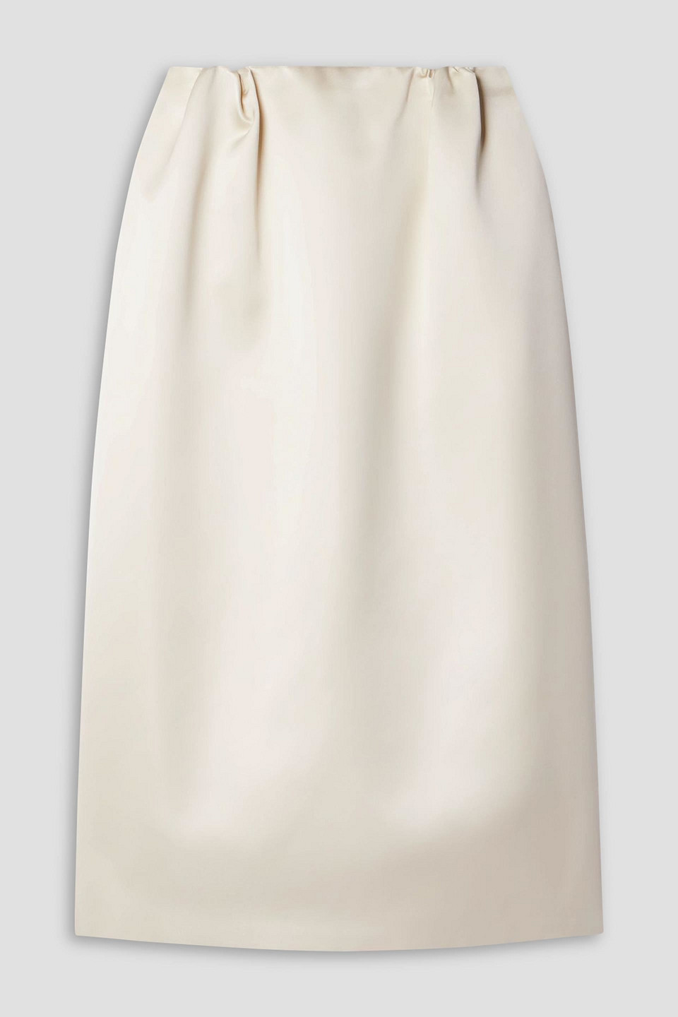 Karina gathered satin midi skirt