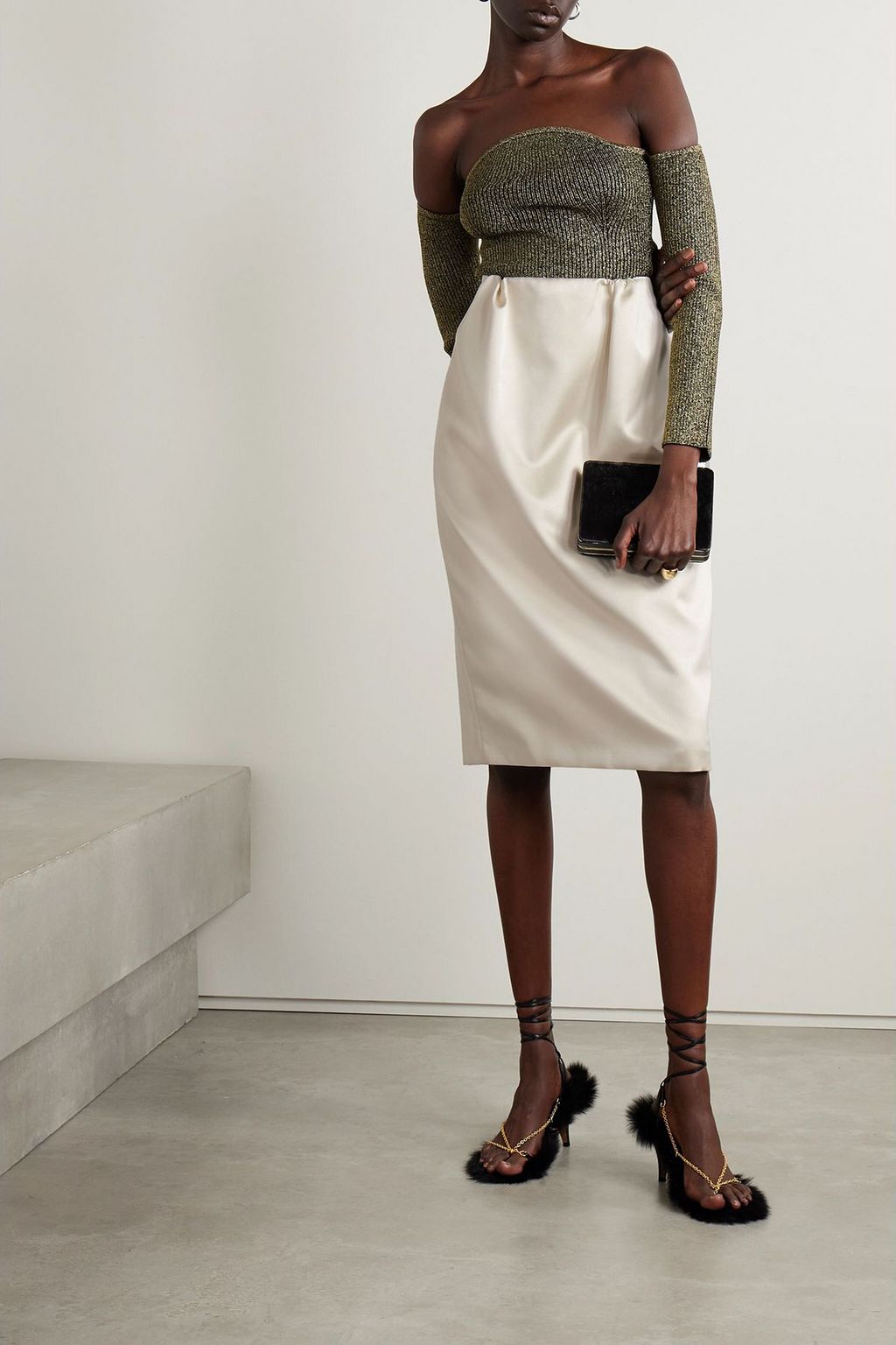 ALTUZARRA Karina gathered satin midi skirt