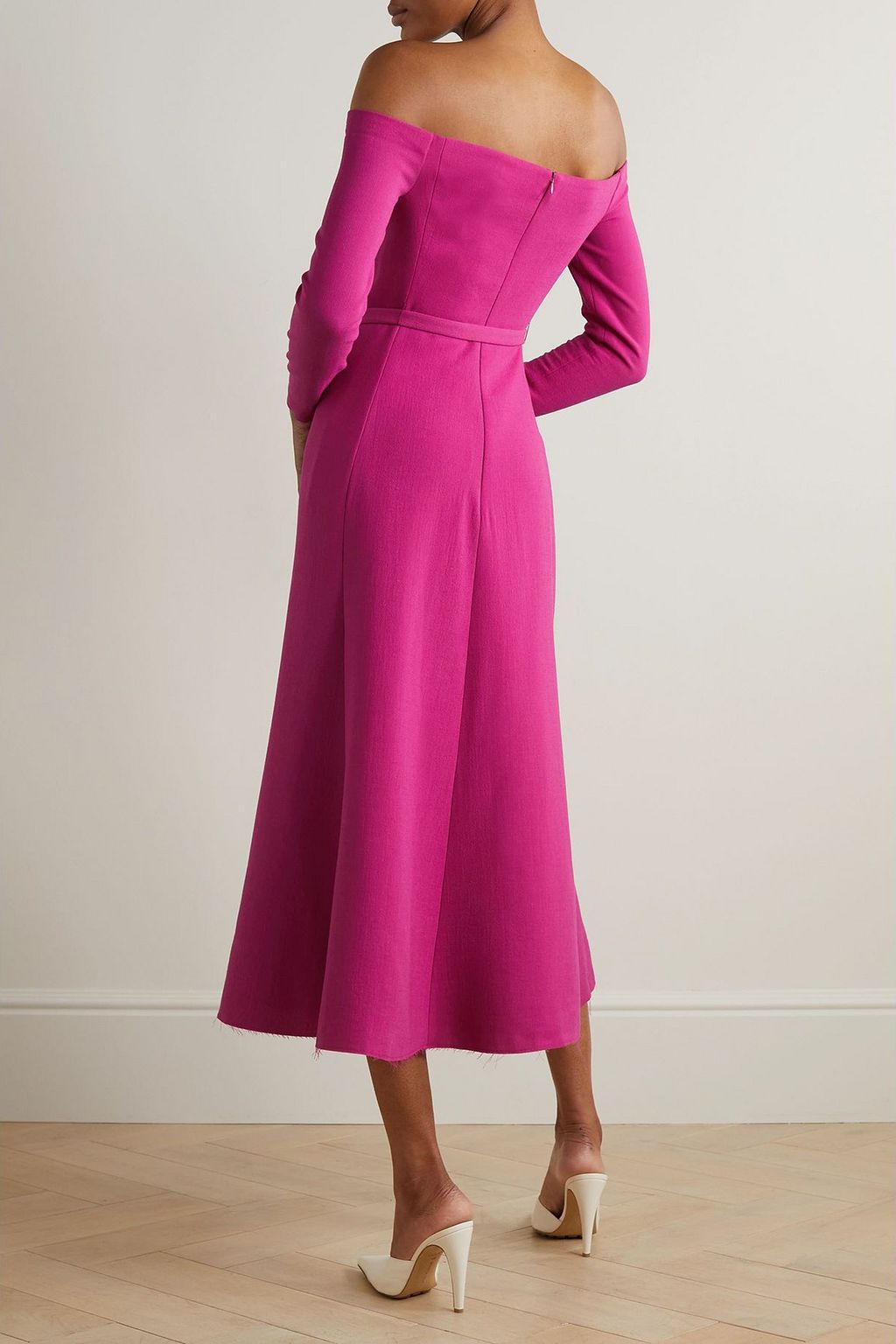 GABRIELA HEARST Carole off-the-shoulder belted wool-crepe dress
