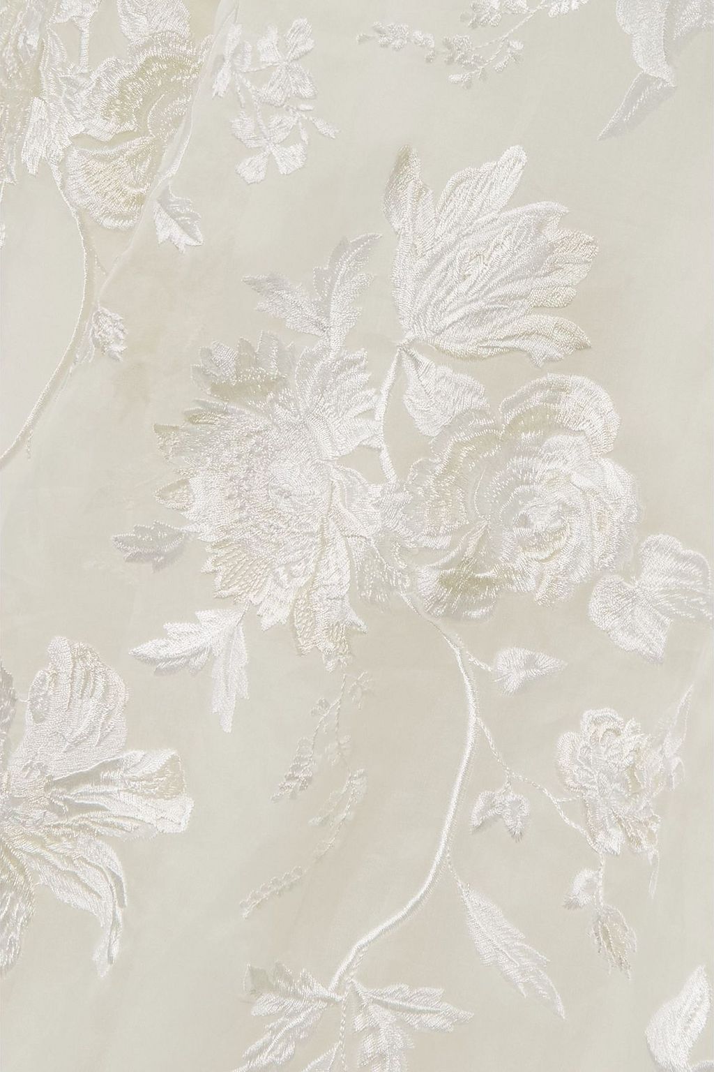ERDEM One-shoulder poplin-trimmed embroidered organza gown