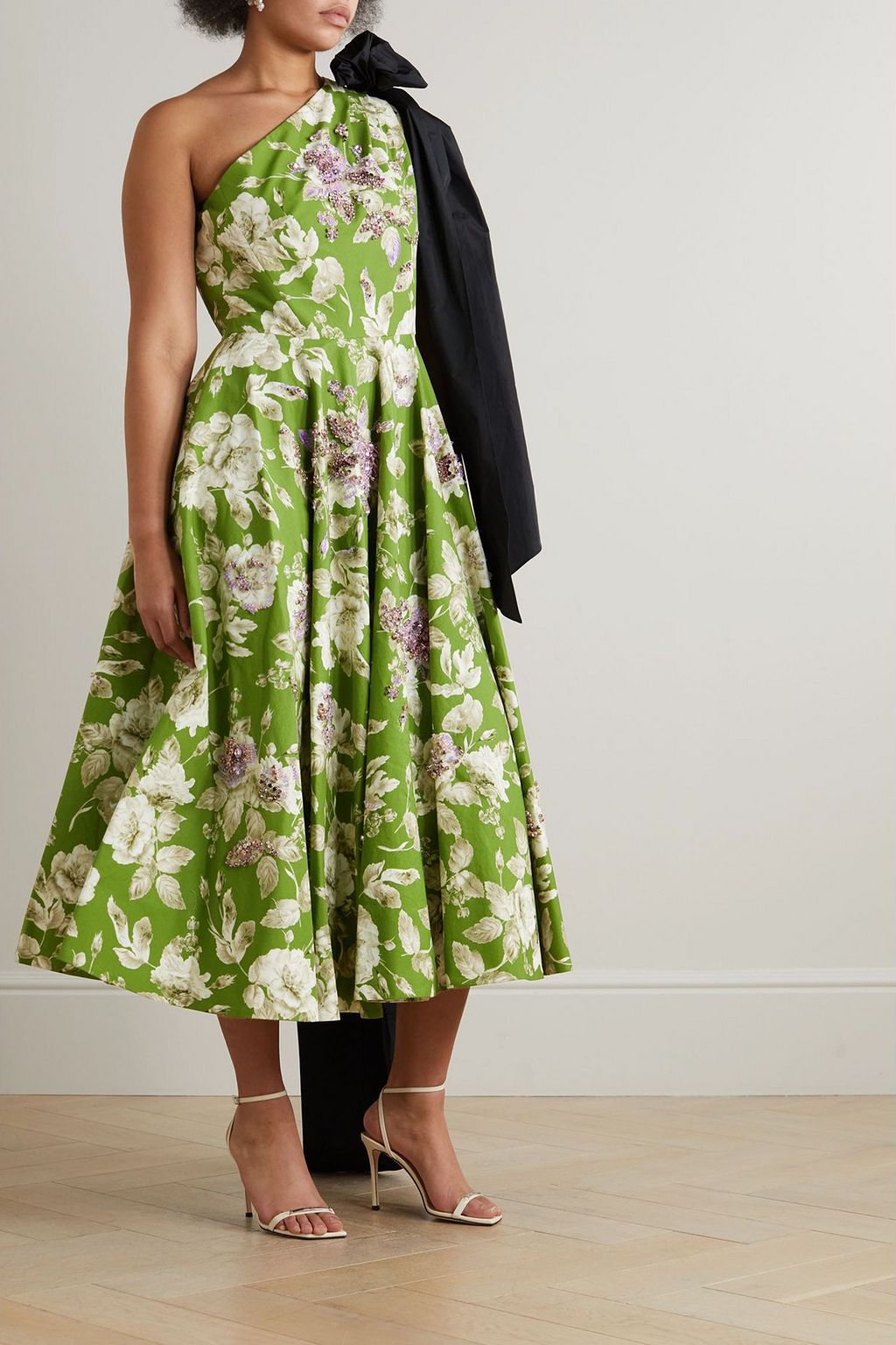ERDEM Johanne one-shoulder crystal-embellished cotton-faille gown