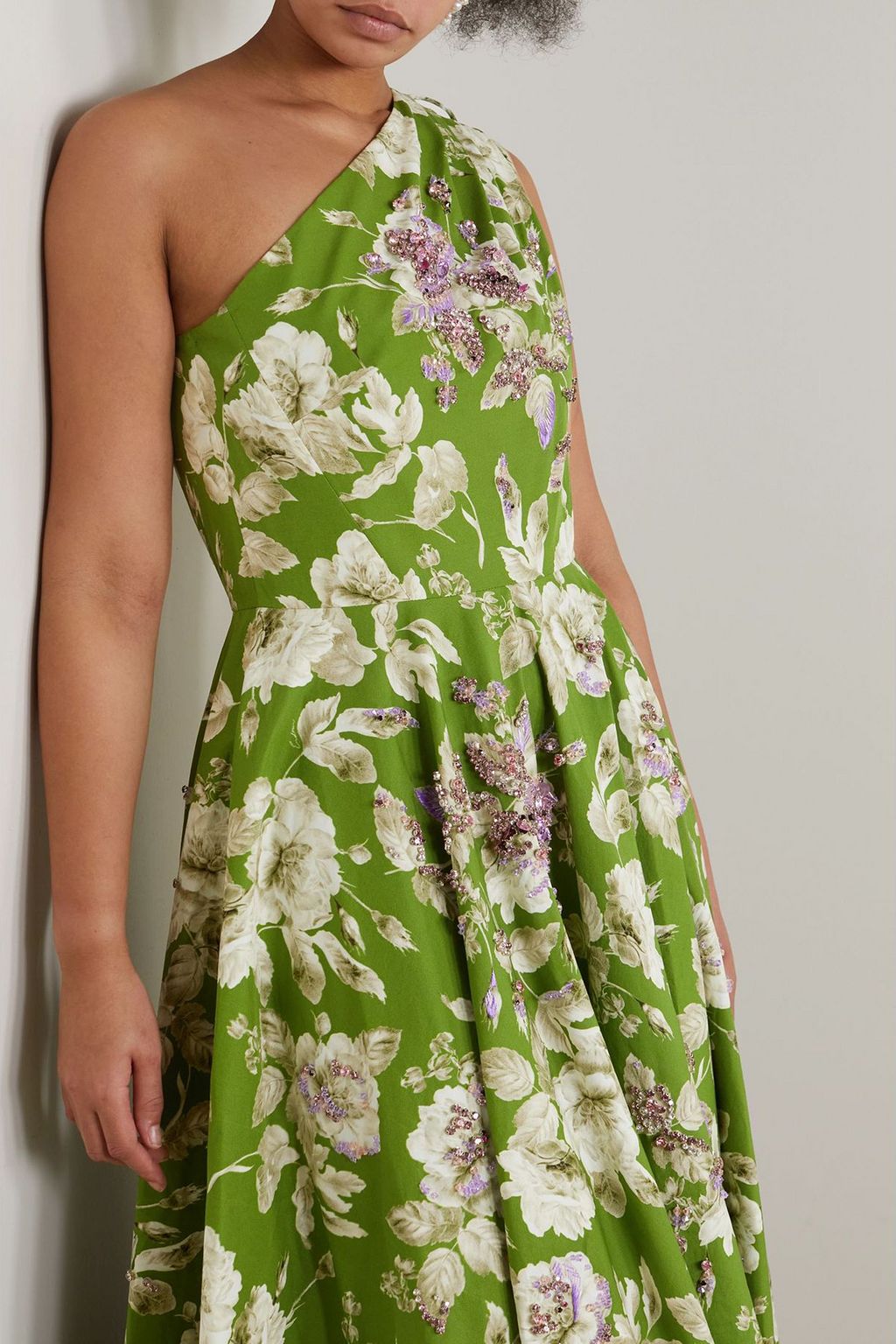 ERDEM Johanne one-shoulder crystal-embellished cotton-faille gown
