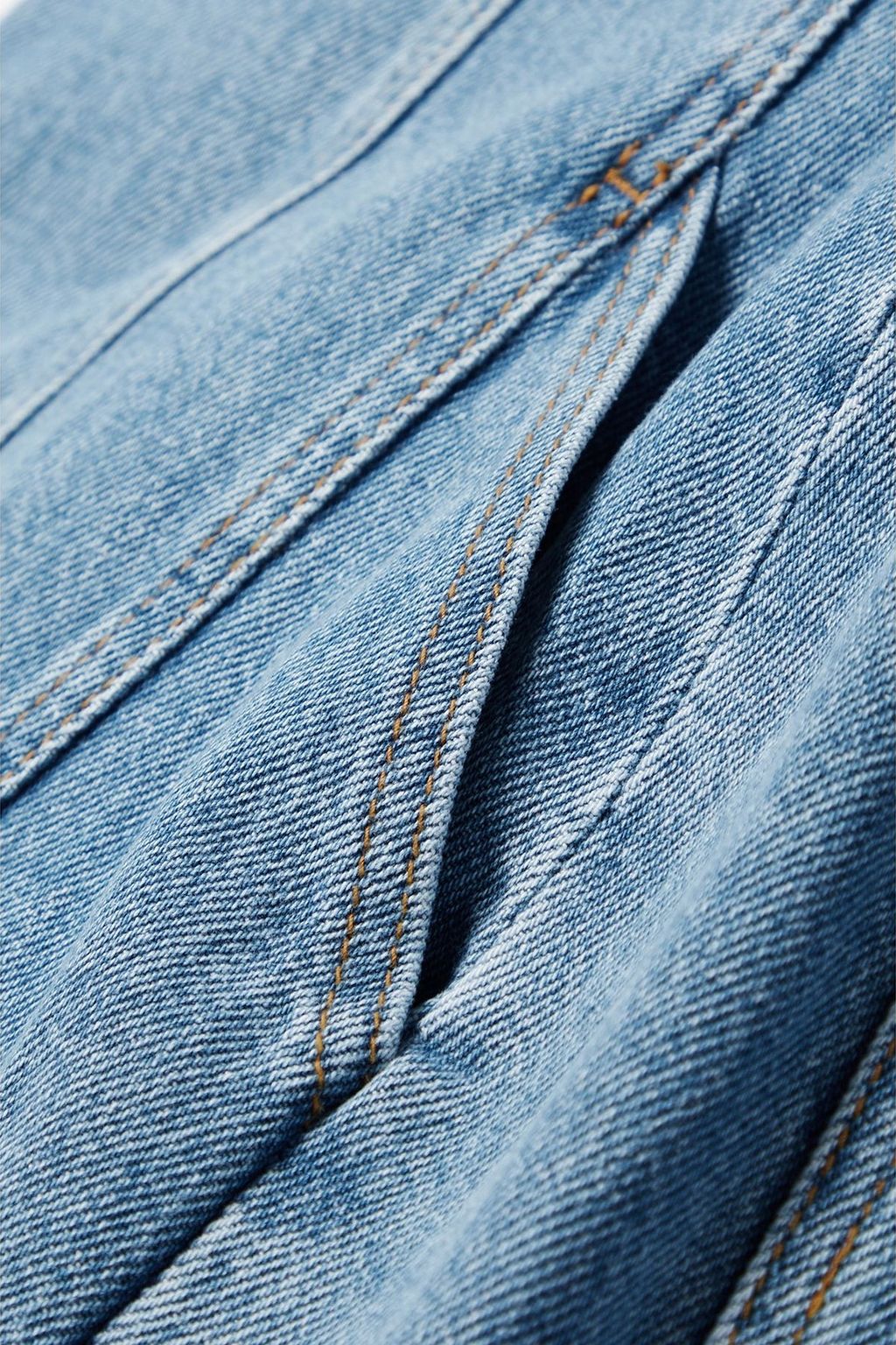 MAGDA BUTRYM Strapless appliquéd denim mini dress