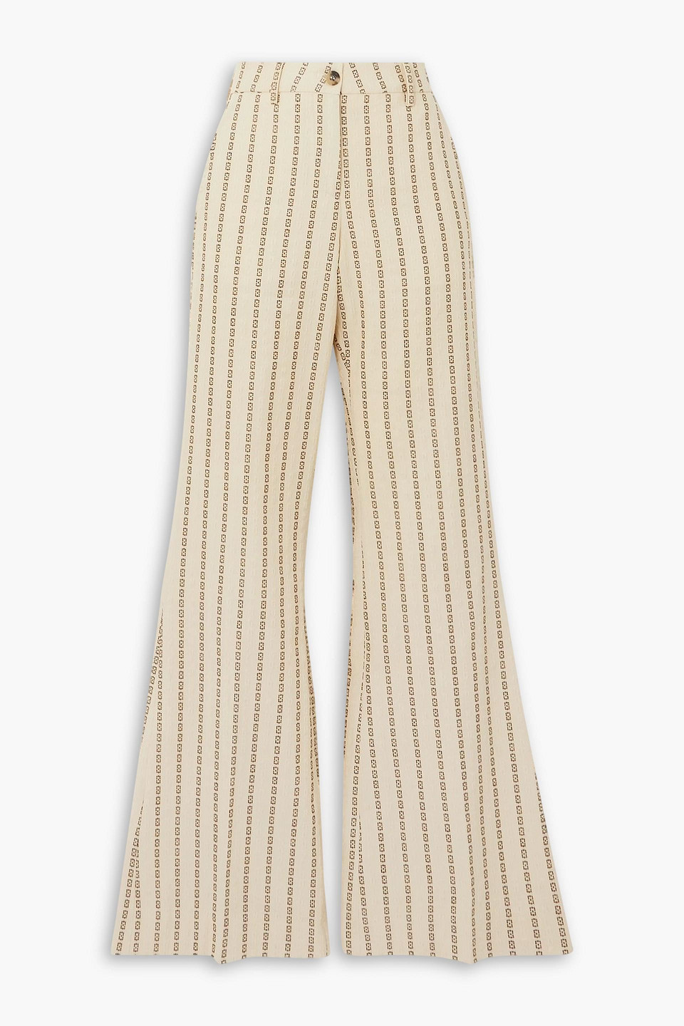Golden Goose Journey Cotton Canvas-jacquard Flared Pants In Nude