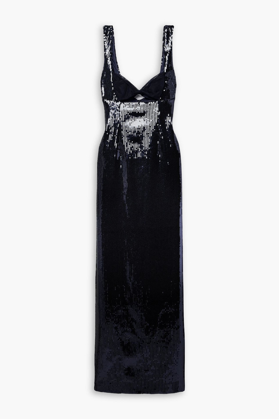 Galvan Liquid Twist-front Cutout Sequined Tulle Gown In Blue
