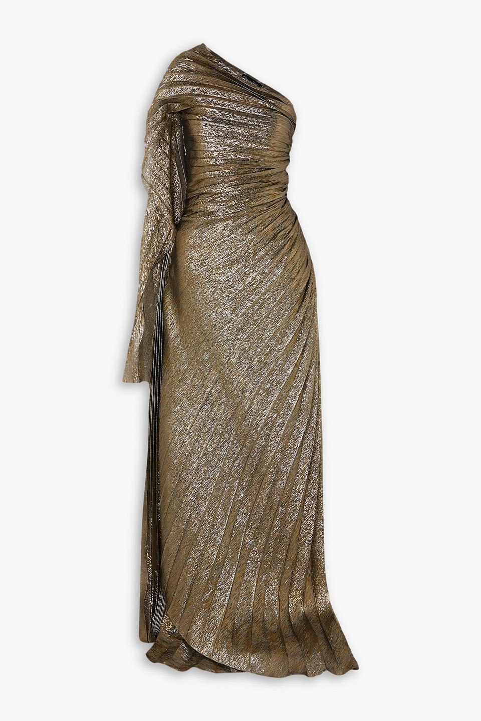 Oscar De La Renta Asymmetrische Robe Aus Lamé Aus Einer Seidenmischung Mit Raffungen In Gold