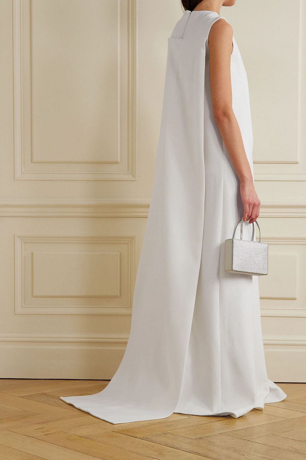 EMILIA WICKSTEAD Layne cape-effect wool-crepe gown