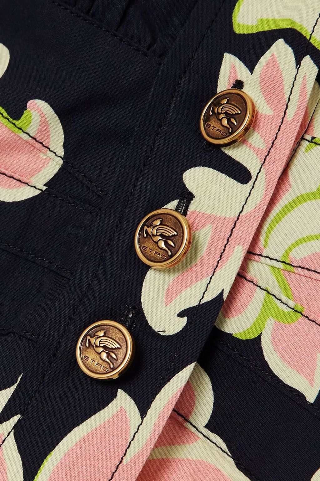 ETRO Embroidered floral-print cotton-poplin shirt