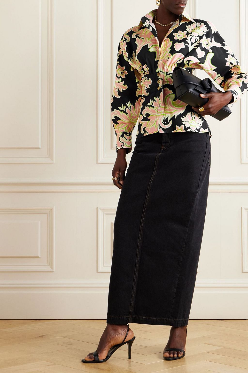 ETRO Embroidered floral-print cotton-poplin shirt