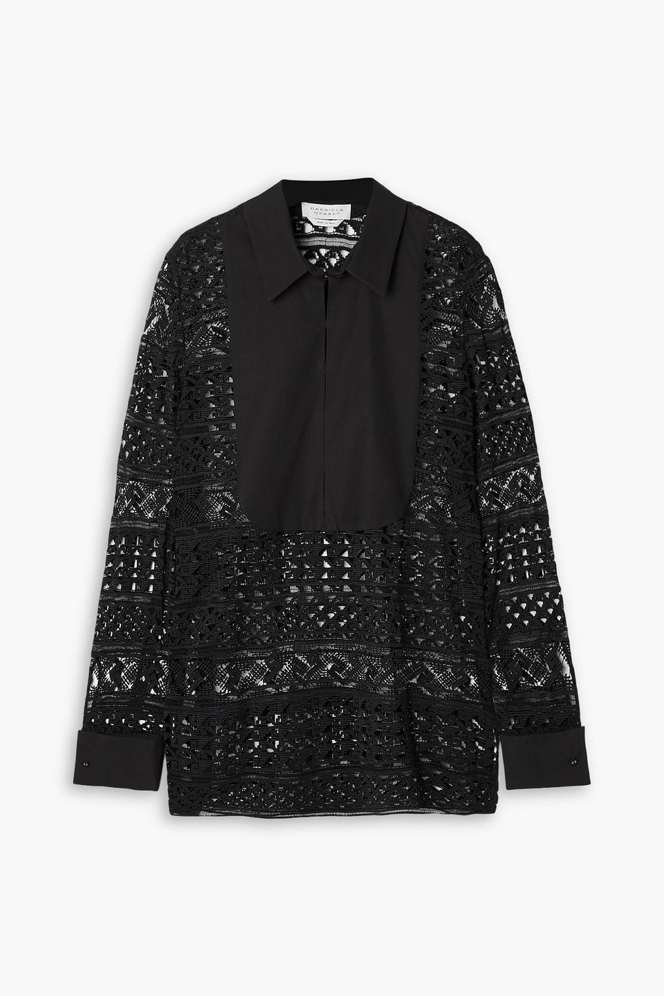 Cotton-lace and poplin blouse
