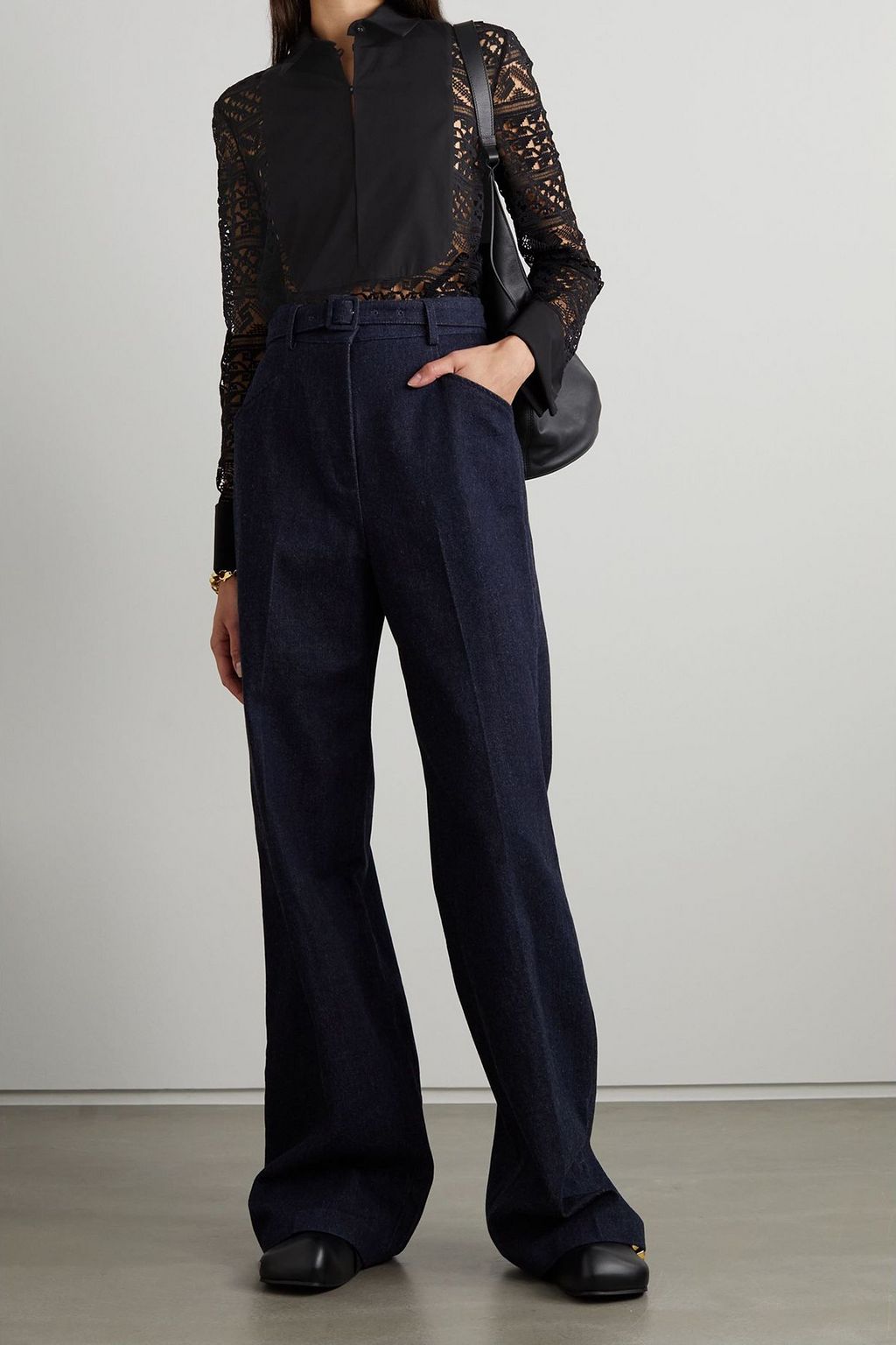 GABRIELA HEARST Cotton-lace and poplin blouse