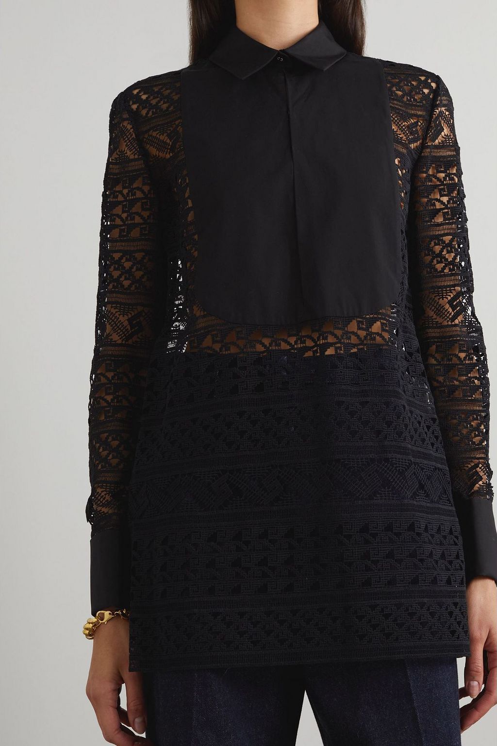 GABRIELA HEARST Cotton-lace and poplin blouse