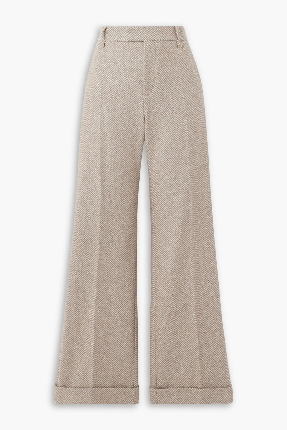 Brunello Cucinelli Hose Mit Weitem Bein Aus Webstoff Mit Fischgratmuster In Brown