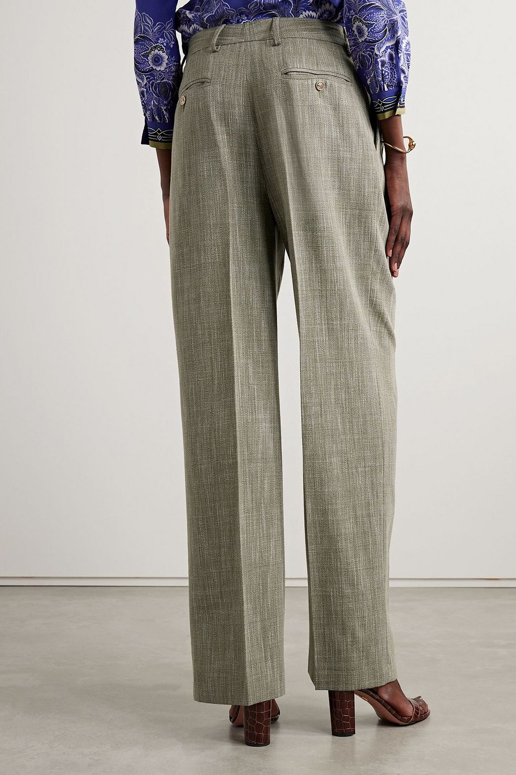 ETRO Pleated checked woven wide-leg pants