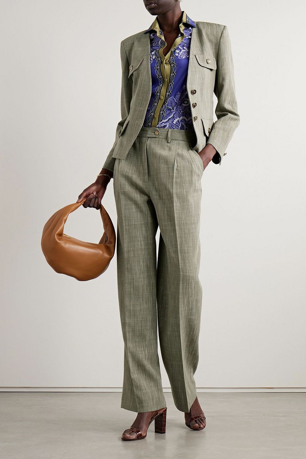 ETRO Pleated checked woven wide-leg pants