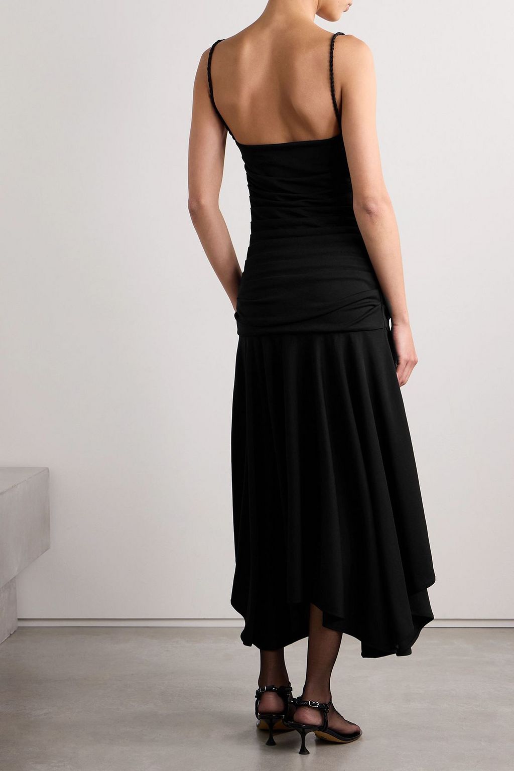 INTERIOR The Viradora asymmetric ruched crepe midi dress