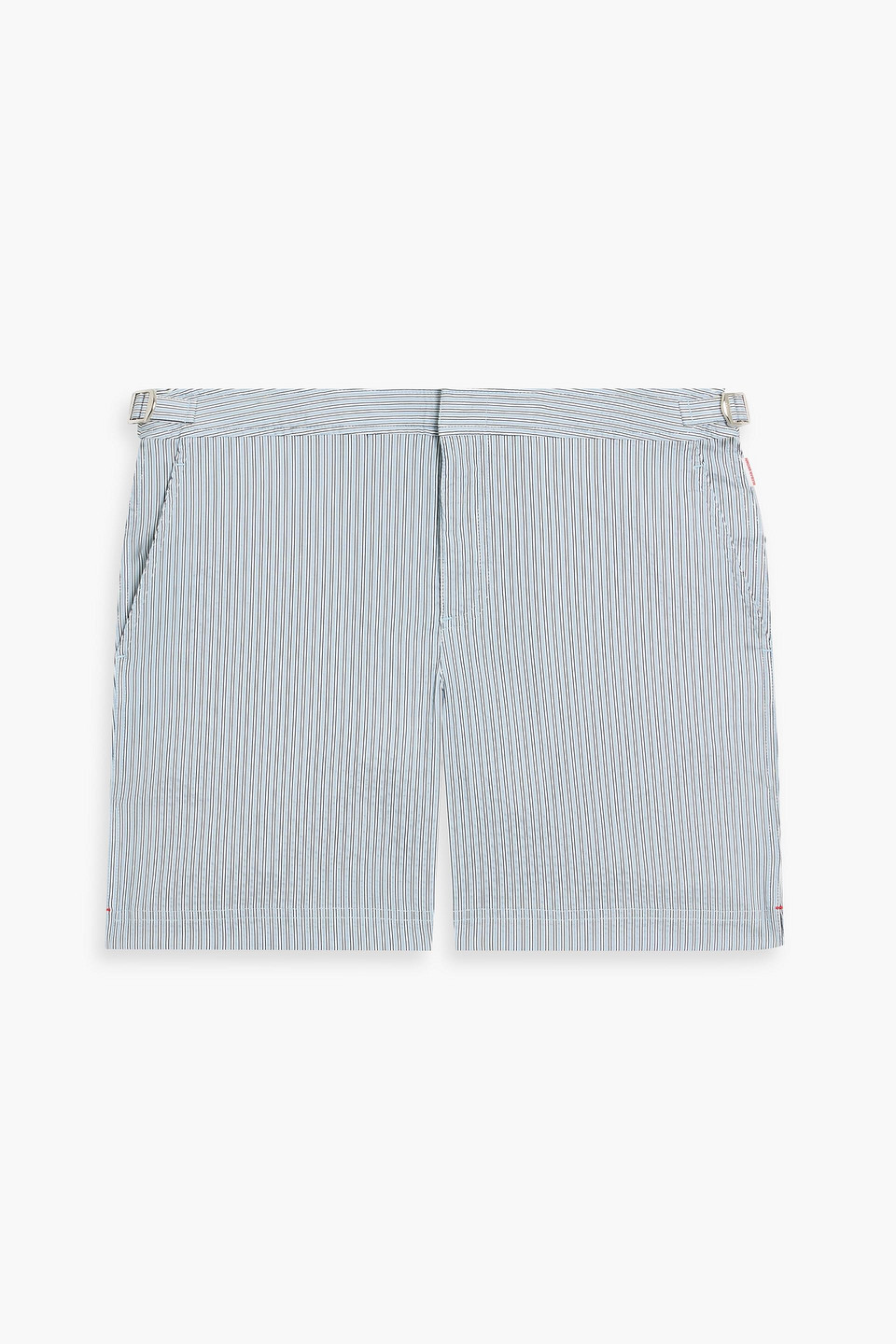Bulldog striped seersucker mid-length swim shorts