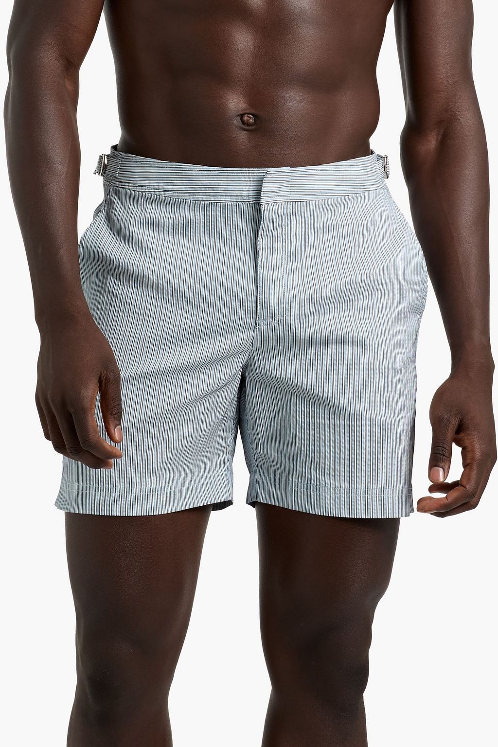 ORLEBAR BROWN シアサッカー ミディアムレングス スイムショートパンツ ストライプ