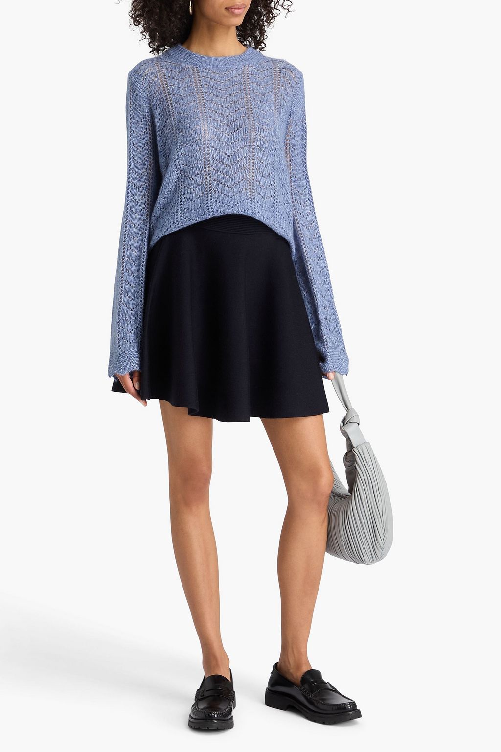 AUTUMN CASHMERE Pointelle-knit cashmere and silk-blend sweater