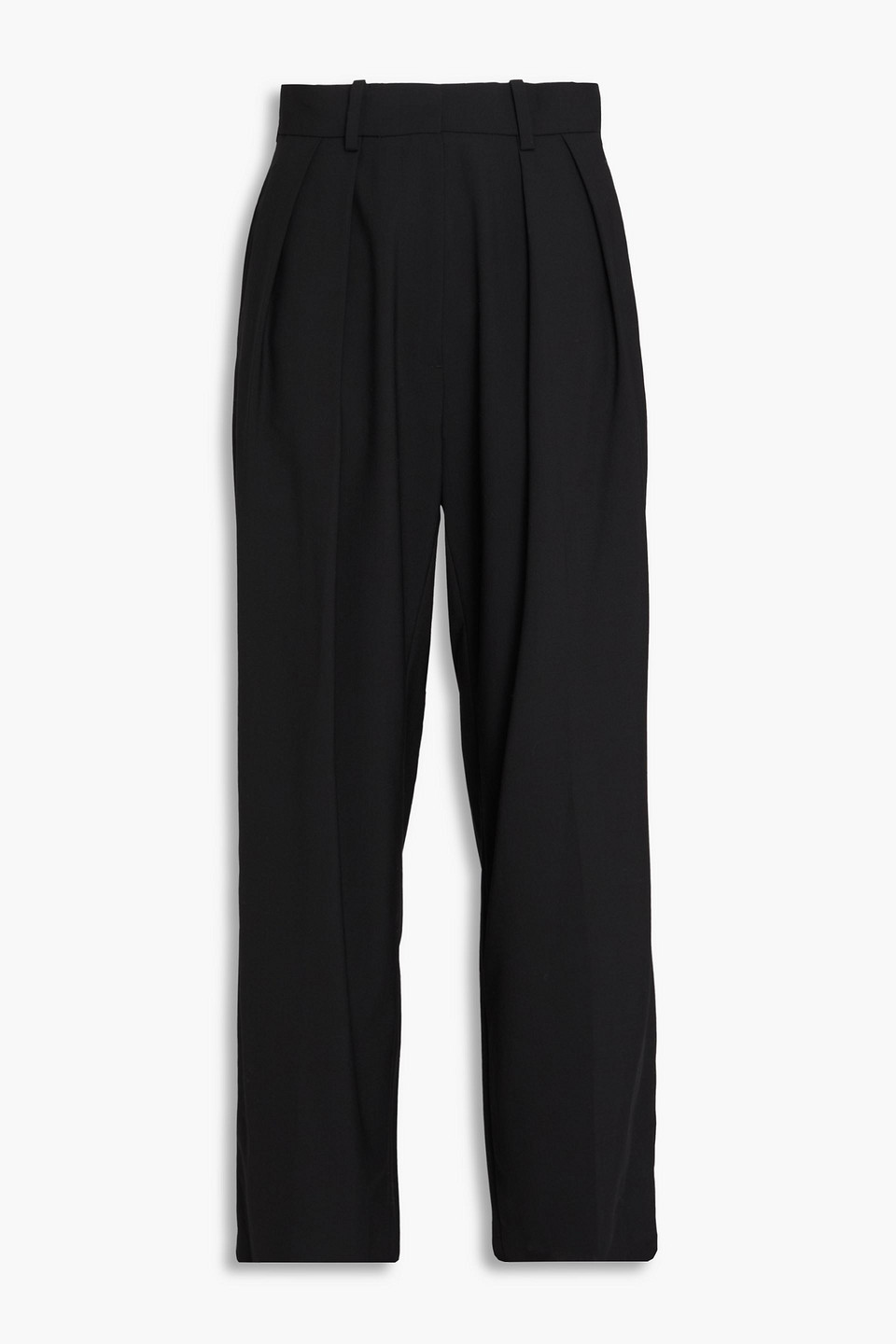 Maje Pleated Crepe Tapered Pants In Black