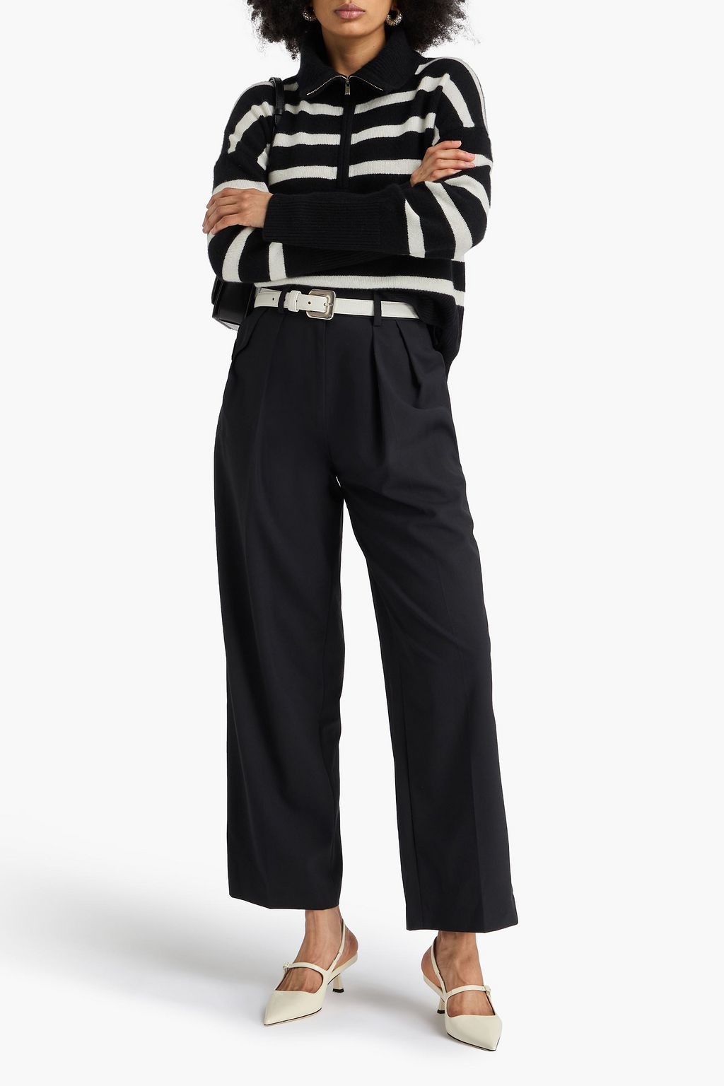 MAJE Pleated crepe tapered pants