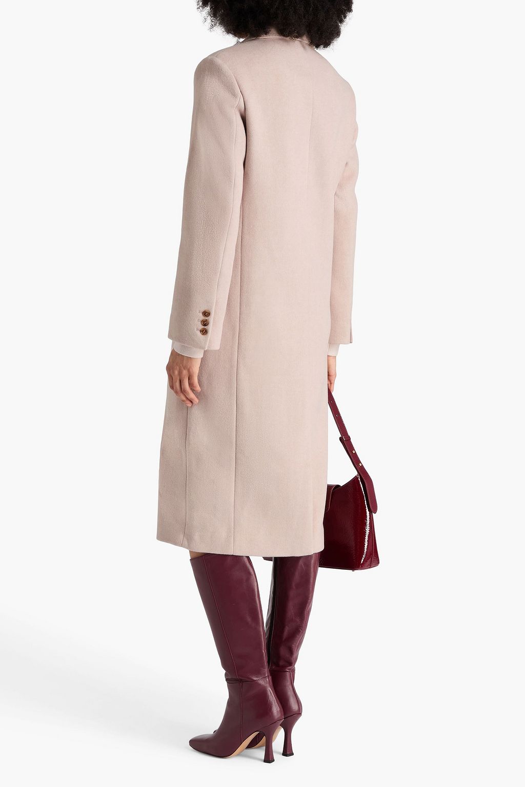 MAJE Double-breasted wool-blend flannel coat