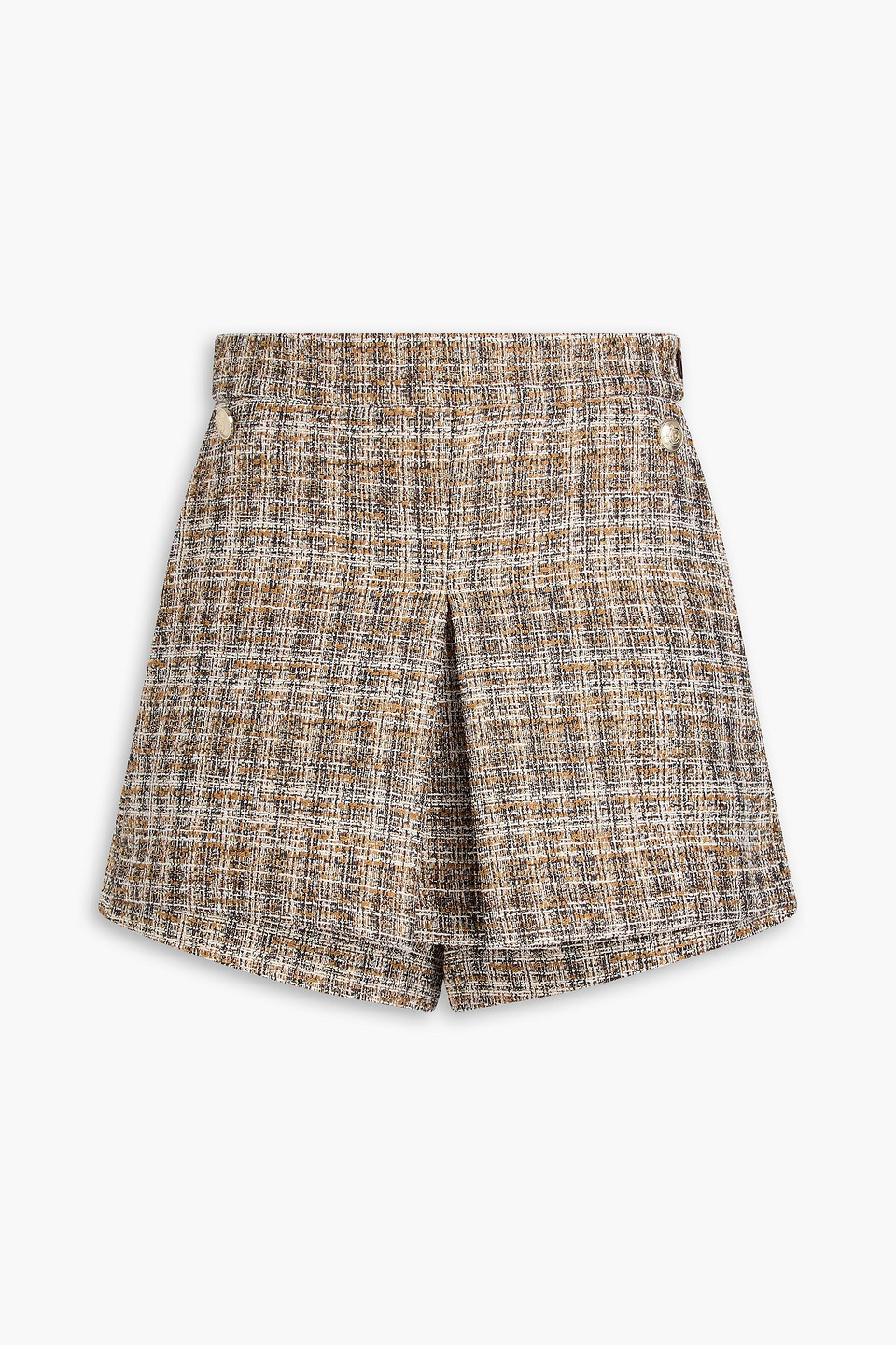 maje - skirt-effect pleated tweed shorts - brown - fr 36