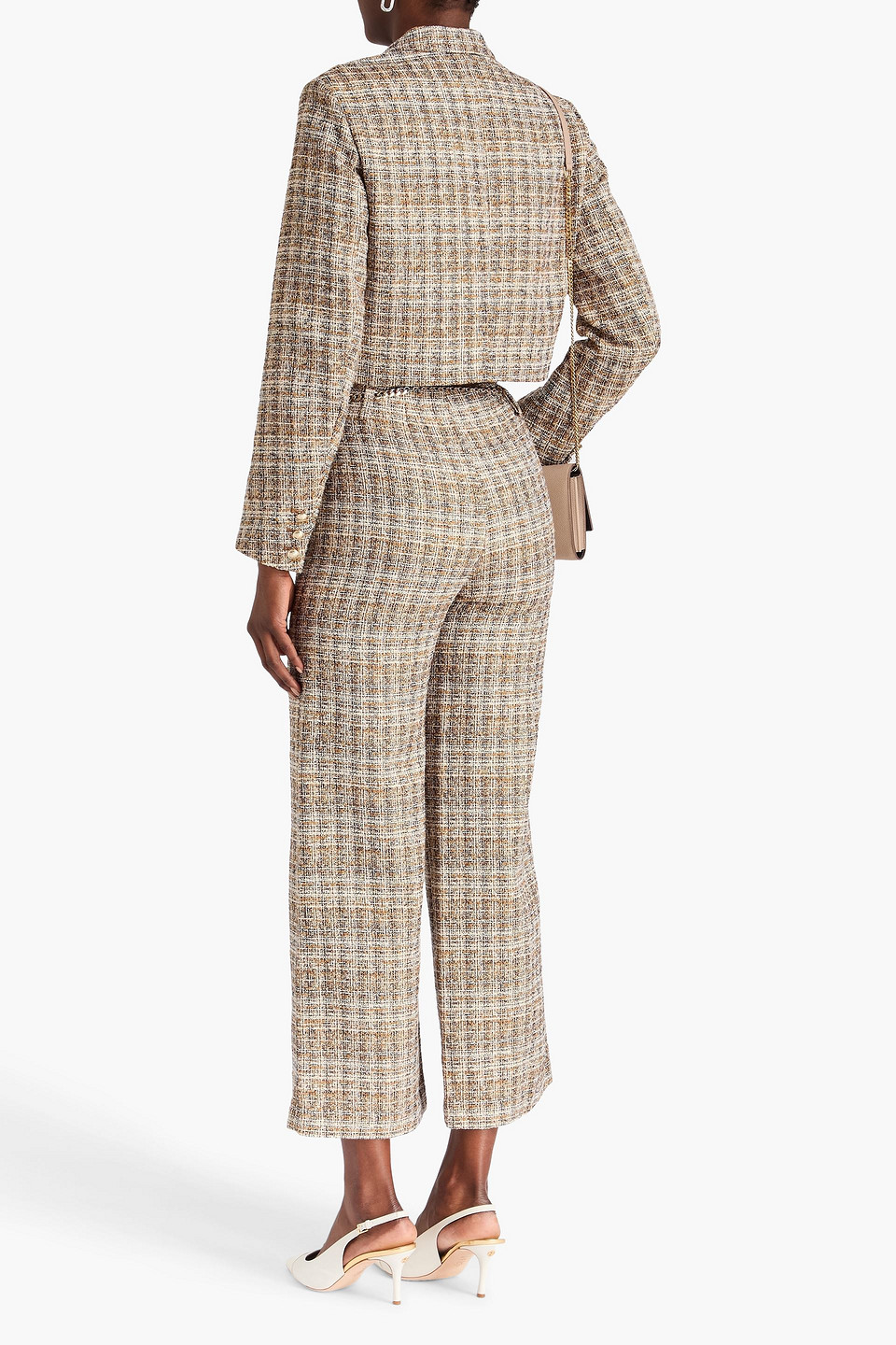  Maje - Cropped Jacke Aus Metallic-tweed - Braun - Fr 42 