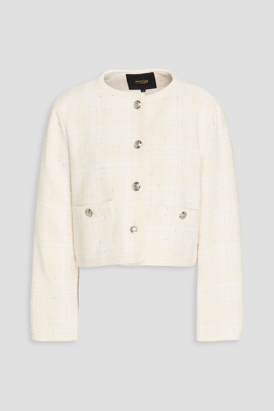 Maje Tweed Jacket In Neutral