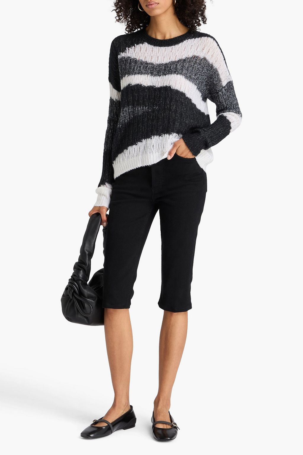 AUTUMN CASHMERE Striped cashmere and silk-blend sweater