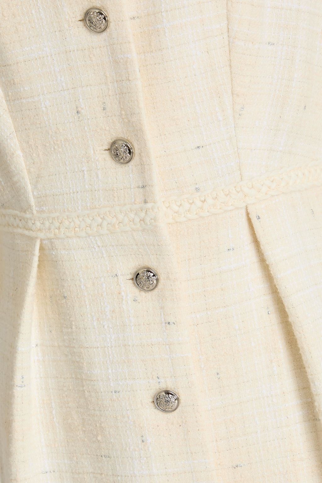 MAJE Pleated tweed mini shirt dress