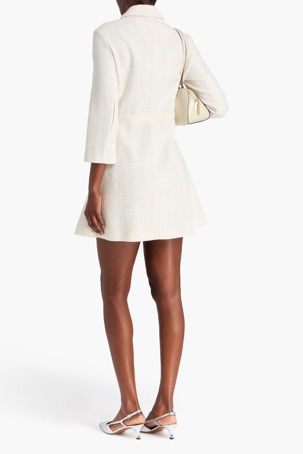 MAJE Pleated tweed mini shirt dress