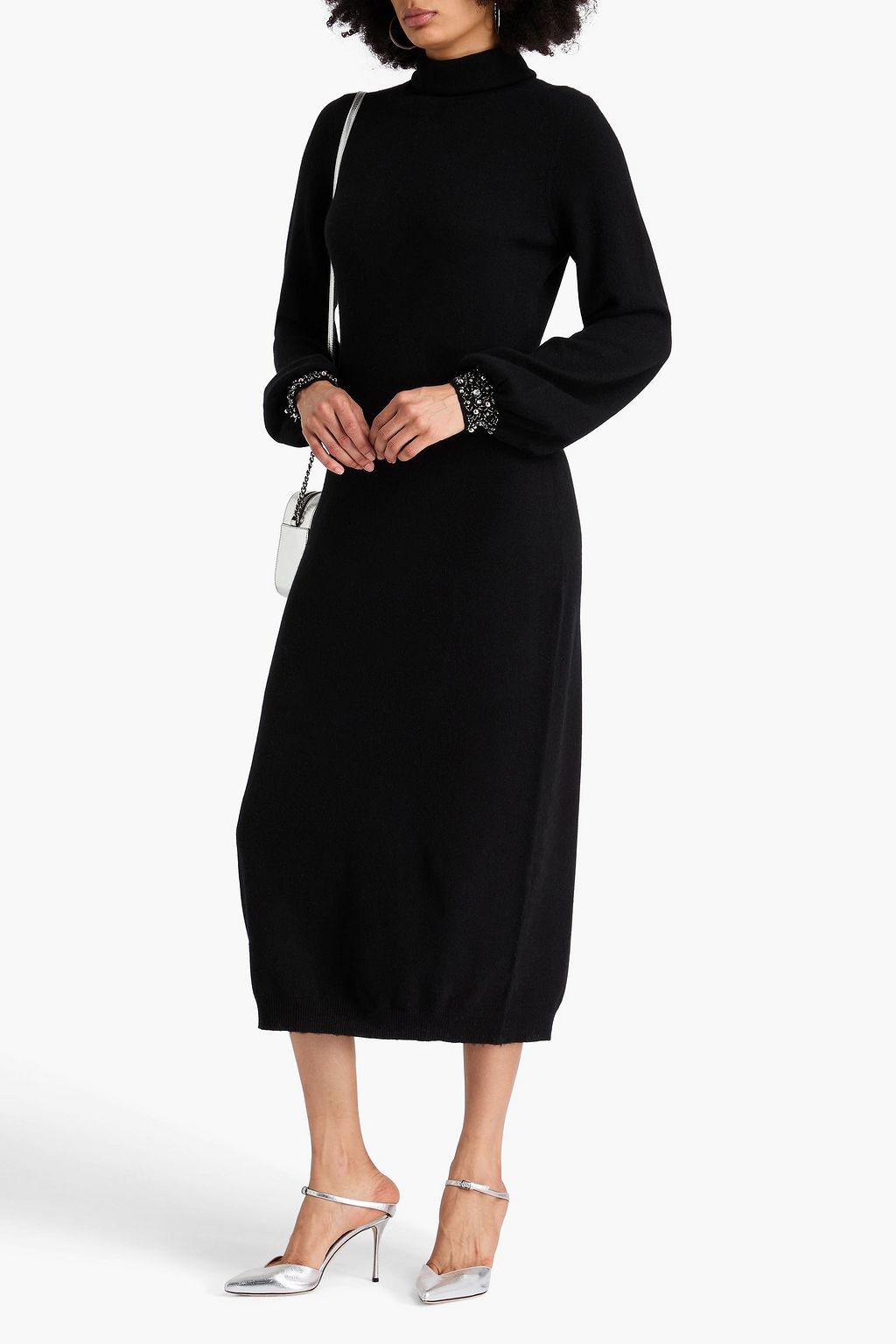 AUTUMN CASHMERE Embellished cashmere turtleneck midi dress