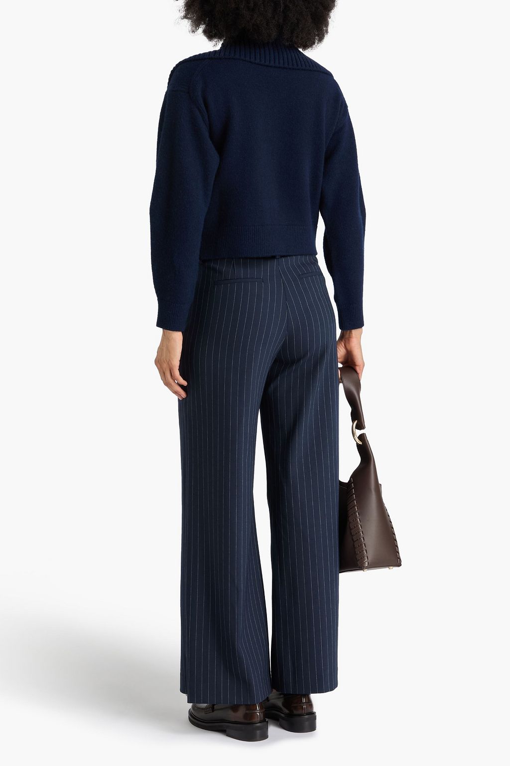 MAJE Hose mit weitem Bein aus Twill aus einer Wollmischung mit Nadelstreifen