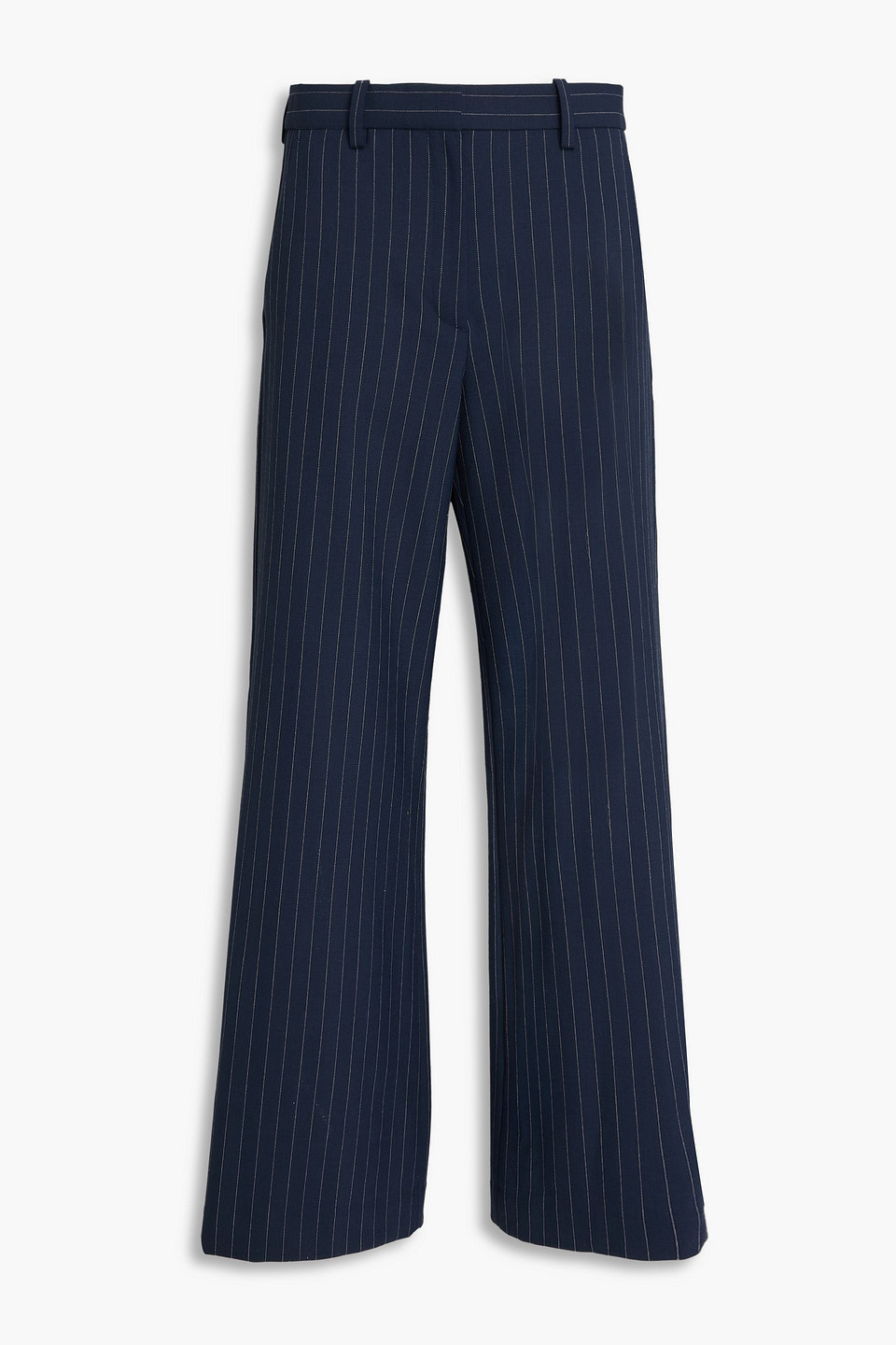 Maje Pinstriped Wool-blend Twill Wide-leg Pants In Blue