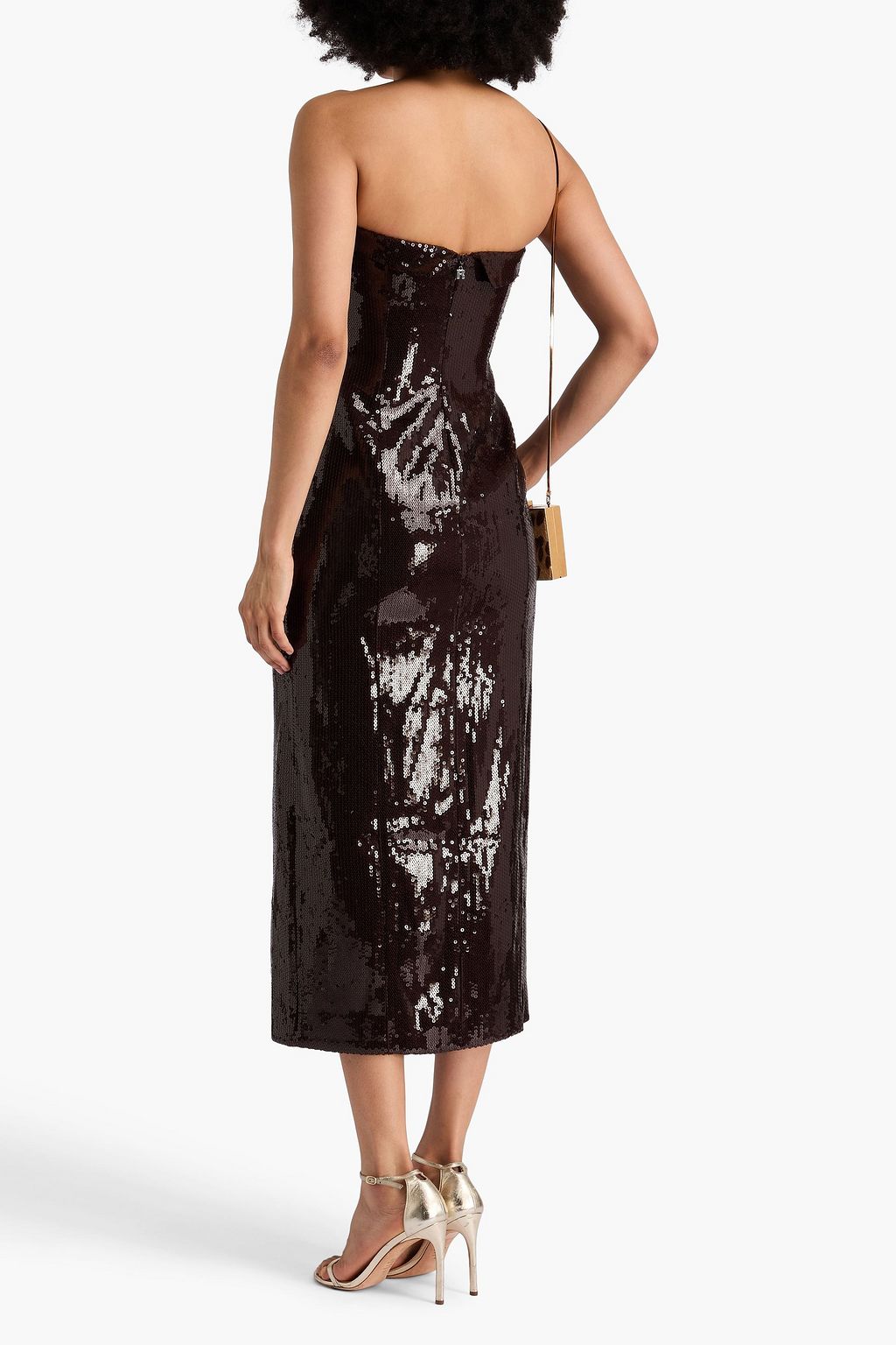 ROTATE BIRGER CHRISTENSEN Strapless sequined crepe midi dress