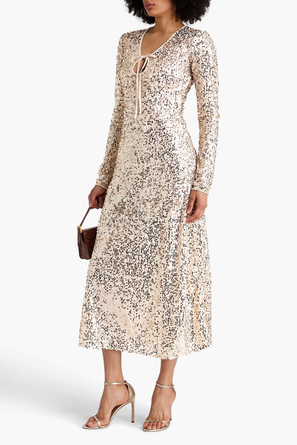 ROTATE BIRGER CHRISTENSEN Sequined mesh midi dress