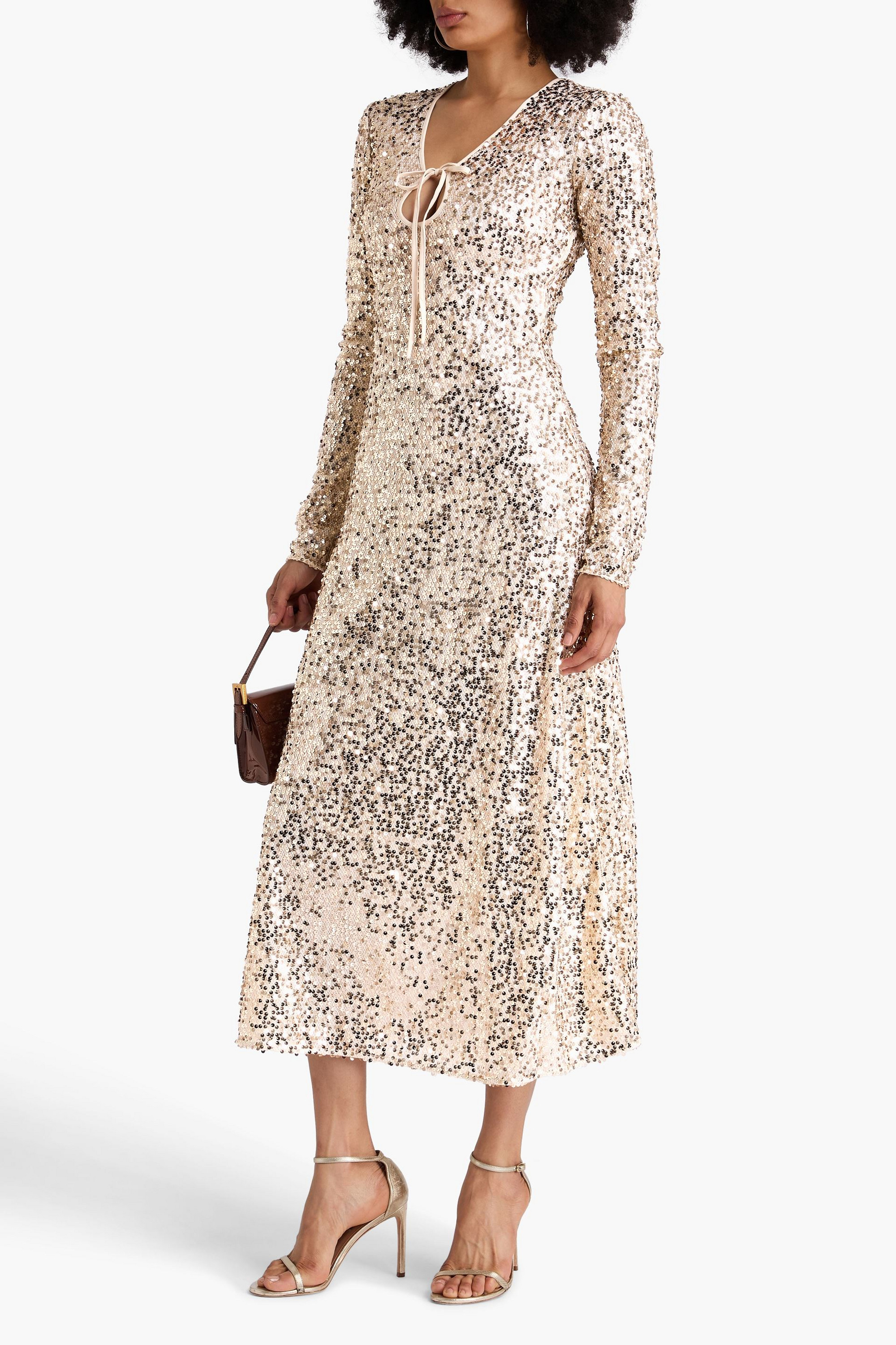 ROTATE Birger Christensen Sequined tulle midi dress