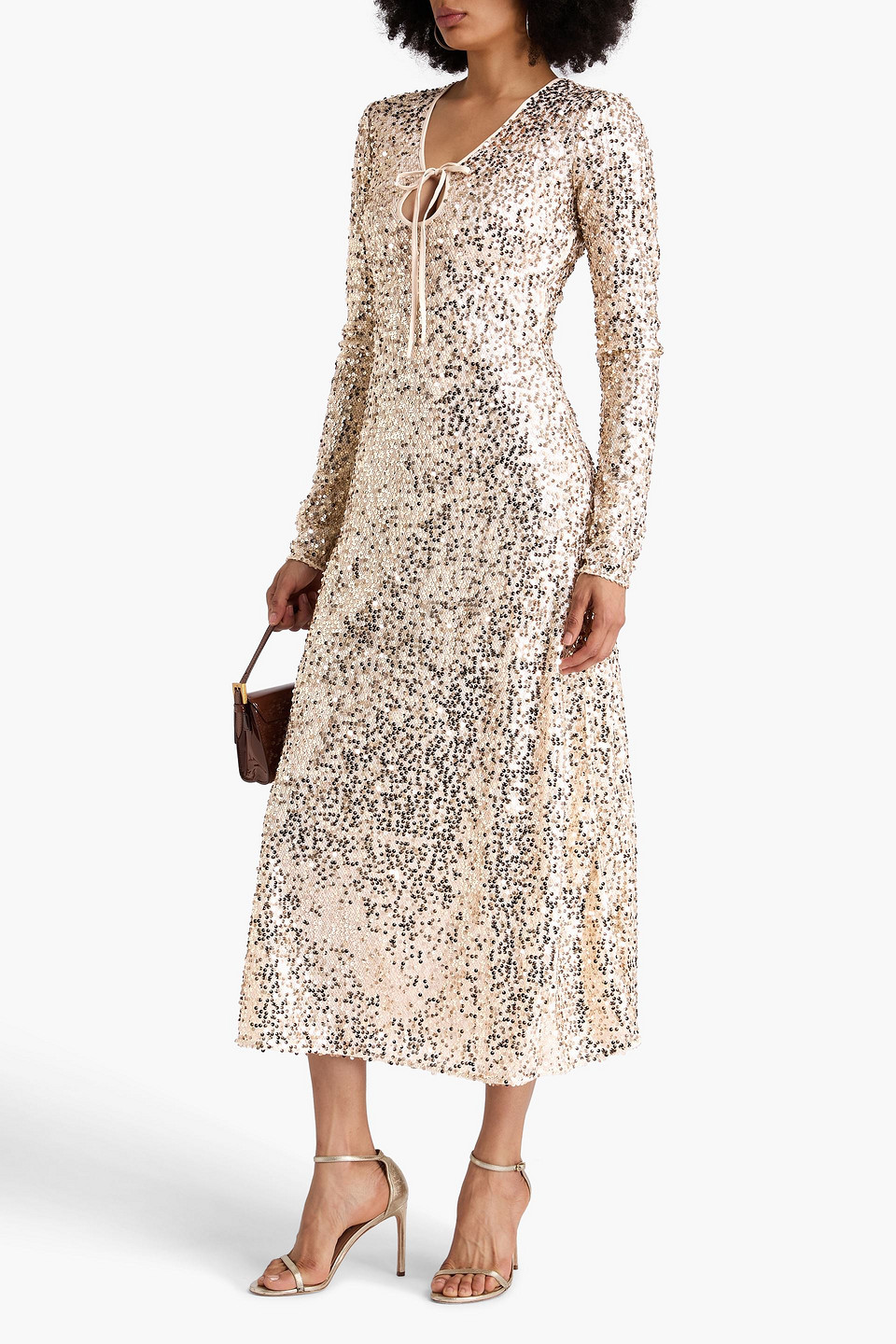 Rotate Birger Christensen - Midikleid Aus Tüll Mit Pailletten - Metallic - De 32 