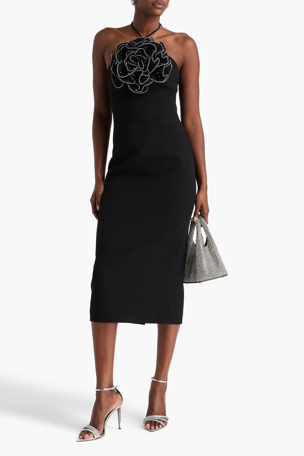 REBECCA VALLANCE Eliana floral-appliquéd crepe midi dress