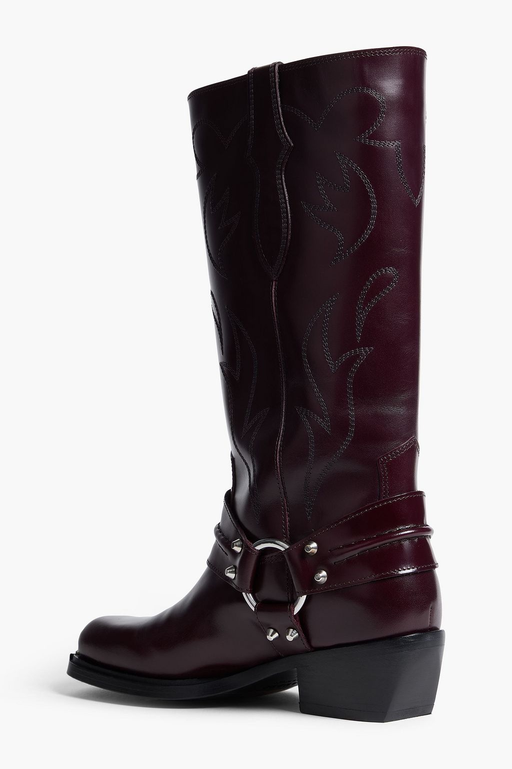 SANDRO Embroidered leather Cowboy boots