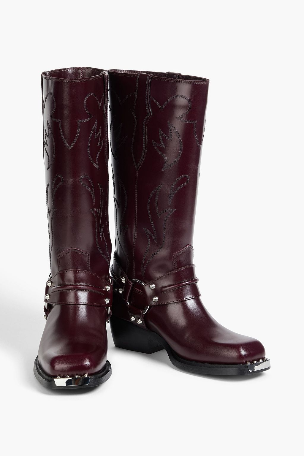 SANDRO Embroidered leather Cowboy boots