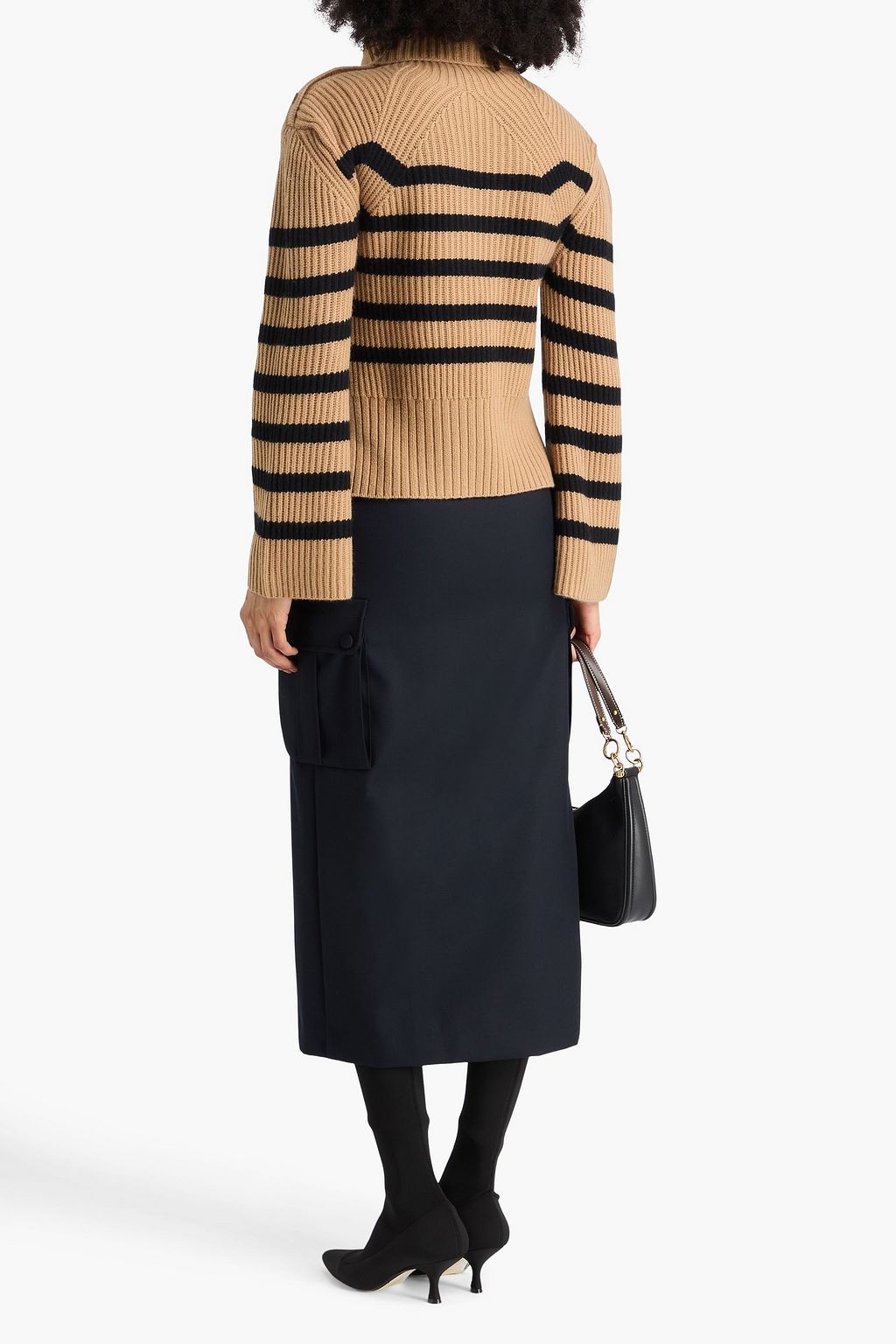 SIMKHAI Adrienne striped wool and cashmere-blend turtleneck sweater