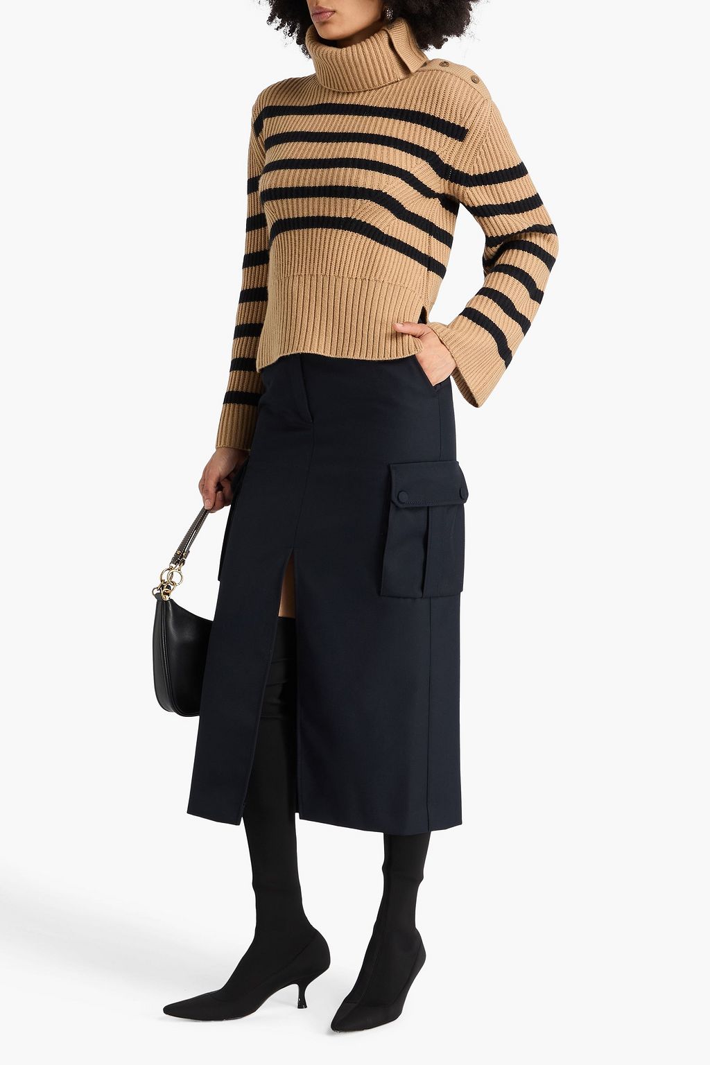 SIMKHAI Adrienne striped wool and cashmere-blend turtleneck sweater