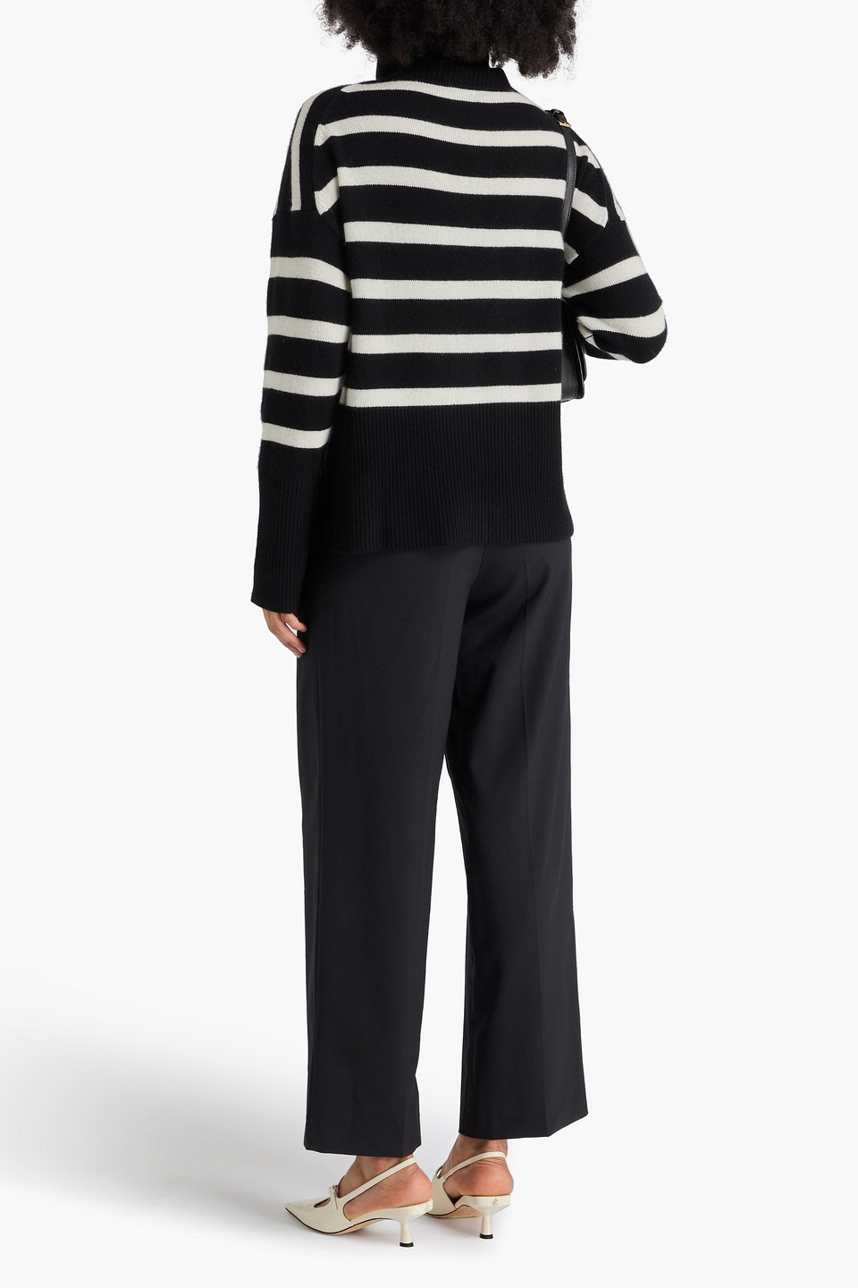  Maje - Striped Cashmere-blend Half-zip Sweater - Black - 1 