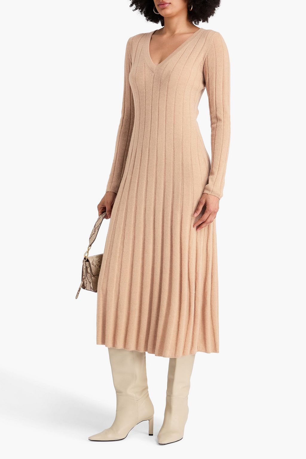 AUTUMN CASHMERE Ribbed cashmere midi dress