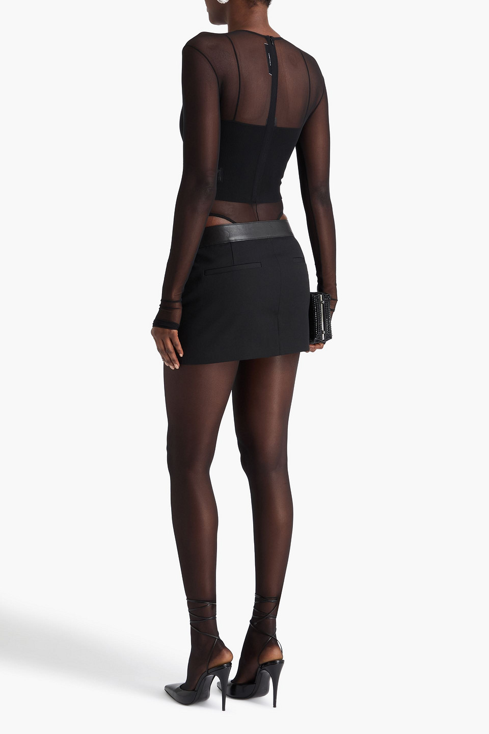  Alex Perry - Stretch-mesh Bodysuit - Black - Uk 4 