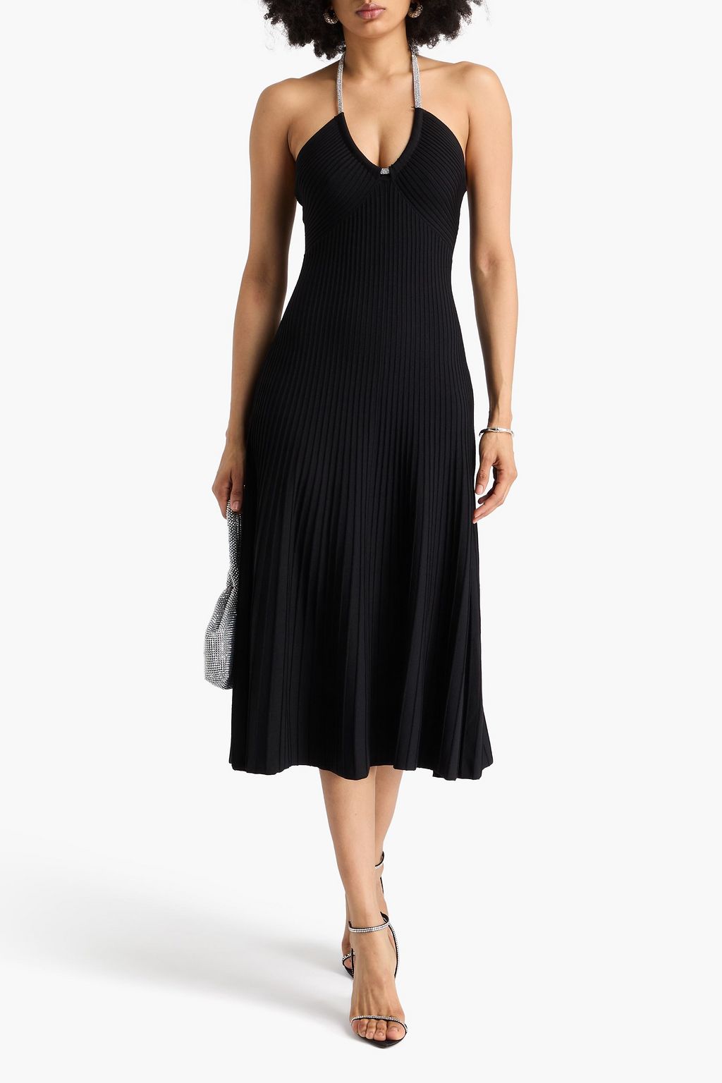 SIMKHAI Sadira Midikleid aus Rippstrick mit Kristallverzierung